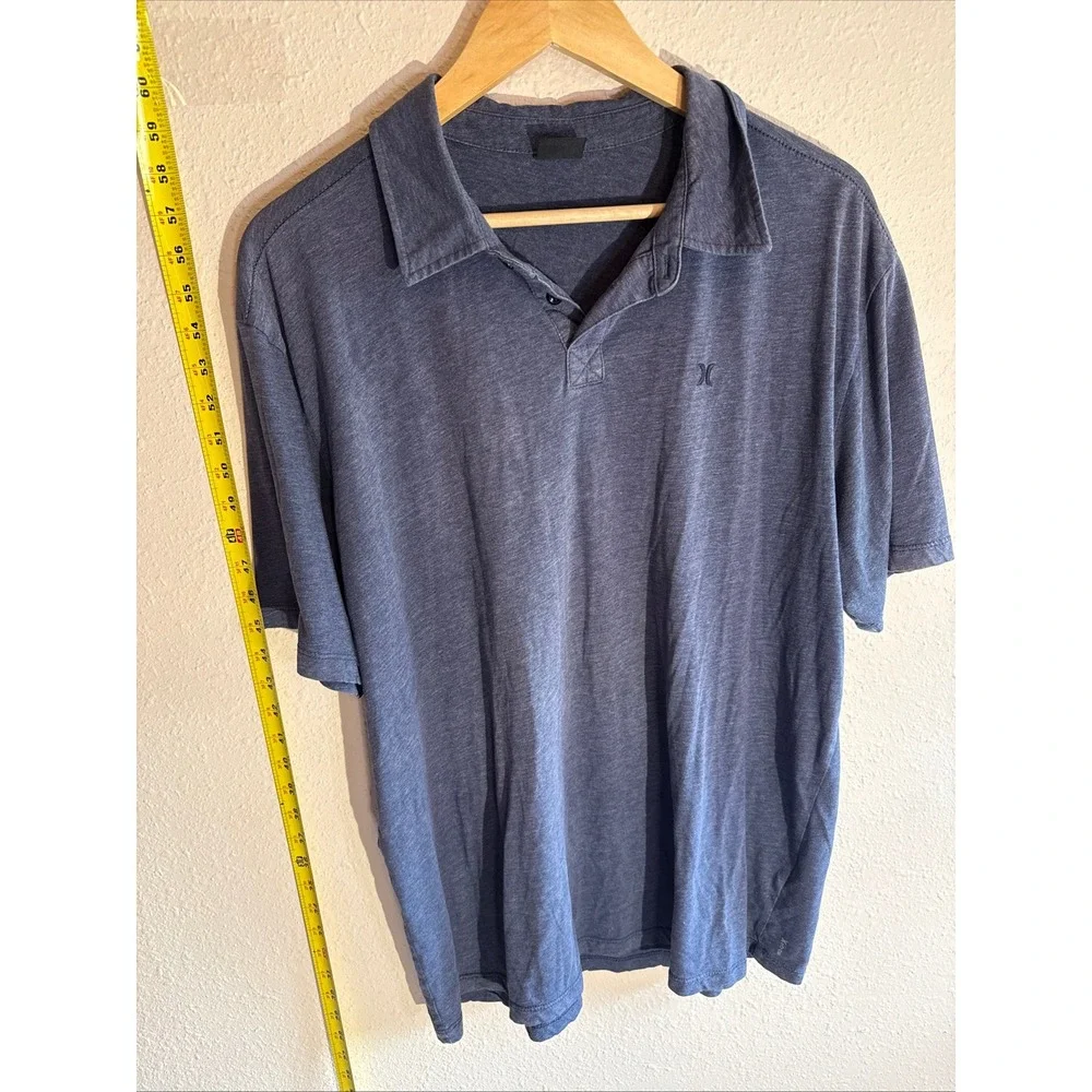 Hurley Polo Shirt Mens XL Blue Surf Aesthetic H2O-Dri Short Sleeve Heathered